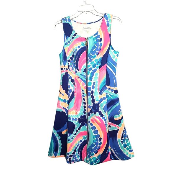 Lilly Pulitzer Sally Scuba Fit & Flare Dress Multi Ocean Jewels Size M - Picture 1 of 5